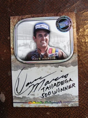 PRESS PASS LEGENDS DAVE MARCIS AUTOGRAPH INSCRIBED TALLADEGA 500 WINNER - Image 1 of 2