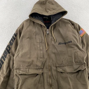 Snap-on Jacket Mens Large Hooded Workwear Canvas USA Flag Patch Embroidered - Picture 1 of 19