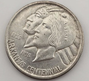 Bu Unc 1935 D Arkansas Commemorative Silver Half Dollar US Coin Uncirculated - Picture 1 of 2
