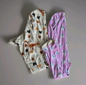 set of 2 Kids Size 12/ 12A Carter's Footie Pajamas Unicorn, Heart Zip- Up - Picture 1 of 8