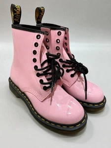 Dr. Doc Martens Boots 1460 Pale Pink Patent Lamper Combat Size 5 Women’s AB2 - Picture 1 of 11