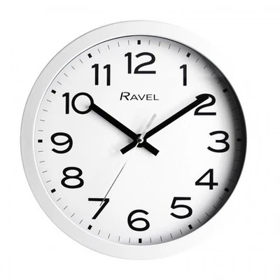 Wall Clock White 25cm Plastic Silent Sweep Easy-Read Dial Kitchen Office Quartz - Image 1 of 4
