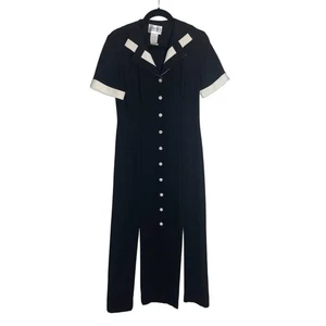 Vintage Julian Taylor Black and White Maxi Dress 90s Womens size 6 - Picture 1 of 5