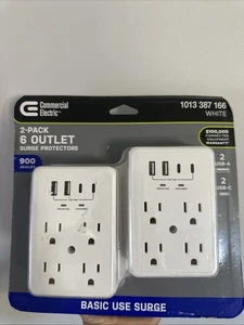 Commercial Electric CE 10 in 1 Surge Wall Tap 2USB-A 2USB-C 2-Pack - Picture 1 of 1
