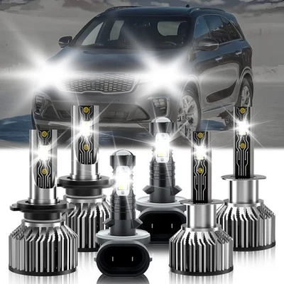 For Kia Sorento 2003-2006 LED Headlight Bulb Fog Light Kit High&Low Beam 6500K - Image 1 of 4