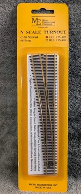 Micro Engineering N Scale Code 70 LH Turnout #6 Frog Nickel Silver Track #15-405 - Image 1 of 2