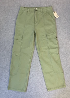 Billabong Wall to Wall Cargo Jeans Women 31 (US 12) Green Denim Y2K Utility - Image 1 of 4