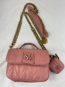 Steve Madden BLUCA Quilted DOUBLE Strap CROSSBODY Bag COIN Pouch pink new - Picture 1 of 11