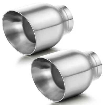 Truck Exhaust Tip 2.5" Inlet 4" Outlet 5" Long Stainless Steel Weld On 2PCS - Bild 1 von 4