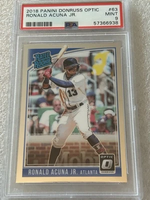 Panini Donruss Optic Ronald Acuna Jr #63 2018 PSA clasificación 9 novato Foto 1 de 2