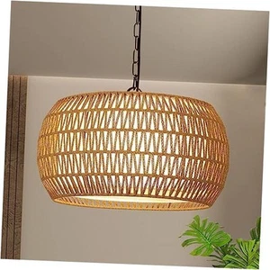 Rattan Farmhouse Chandelier Light Fixtures, 5-Lights Boho Large Pendant - Picture 1 of 7