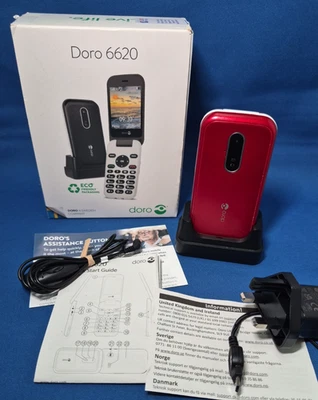 Doro 6620 3G Big Button 2.8" Screen Elders Flip Phone Red/White with Call assist - Image 1 of 4