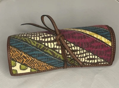 Rollo de viaje organizador de joyas fósiles imitación cuero marrón/multicolor nuevo Foto 1 de 4