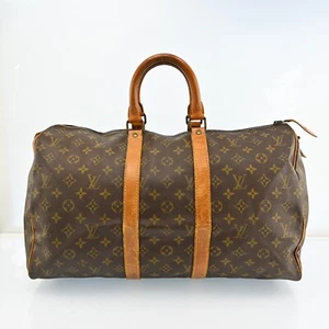 AUTH LOUIS VUITTON Keepall 45 Boston bag Monogram Brown Old Model LV P3769CY612 - Picture 1 of 23