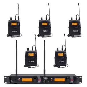 Wireless In Ear Monitor System 5 Receivers Pro Audio UHF 2 channel Stage Studio