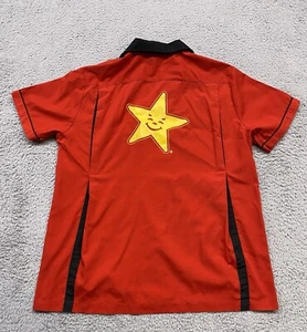 Carls Jr Shirt Men’s Medium Red Employee Workwear Uniform Bowling Star - Picture 1 of 10