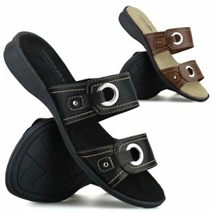 Sandalias planas informales de verano sin cordones de espuma viscoelástica de calce ancho para mujer zapatos de mula talla - Imagen 1 de 25