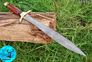 CUSTOM MADE FORGED DAMASCUS STEEL DOUBLE EDGE BLADE ROMAN GLADIUS SWORD 1667 - Picture 1 of 5