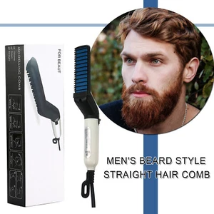 Men's Hair Straightener Multifunctional Electric Brush Beard Mustache Care Comb - Picture 1 of 10