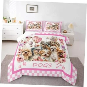 Cute Dog Comforter Set,Cartoon Puppy Bedding Set for Kids Girls Women,Adults - Picture 1 of 7