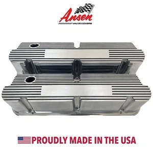 Ford SMALL BLOCK Tall Valve Covers, 351W Pentroof, Custom - Polished - Ansen USA - Picture 1 of 6