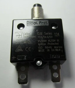 CARLING CLB TC2/OLO/C1 PUSH-BUTTON THERMAL CIRCUIT BREAKER 12-AMP 32VDC MARINE - Picture 1 of 2