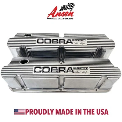 Ford Cobra CS Shelby Signature Pentroof Tall Valve Covers - Polished - Ansen USA - Image 1 of 4