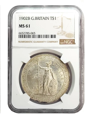 BTD 1902B Great Britain Trade Coin Dollar NGC61 Cover