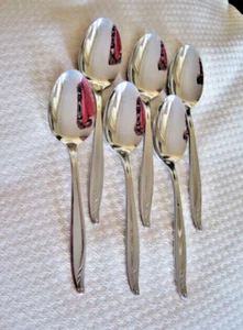 (6) Cucharaditas Wm Rogers & Son BERMUDA cubiertos de acero inoxidable 6" brillantes - ¡Precioso! - Imagen 1 de 5