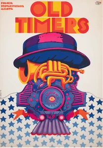 Poster originale d'epoca Old Timers 1974 treno musica jazz polacca - Foto 1 di 1