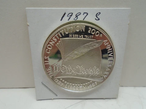 1987 S Proof US Constitution Bicentennial Commemorative Silver Dollar Cover