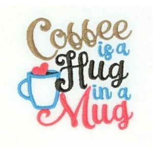 Kitchen Dish Towel, Coffee Themed Novelty Flour Sack Tea Towel, Embroidered Gift - Picture 1 of 6