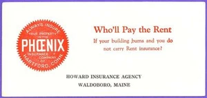 Waldoboro, ME, Howard Insurance Agency advertising blotter - Picture 1 of 1