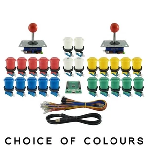 Kit de control arcade para 2 jugadores 2 joysticks con tapa de bola 24 botones Xin-Mo - todos los colores - Imagen 1 de 24