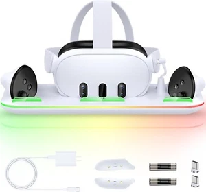 Charging Dock & Headset Stand for Meta Quest 3 - 14 RGB Modes Fast Charging - Picture 1 of 8
