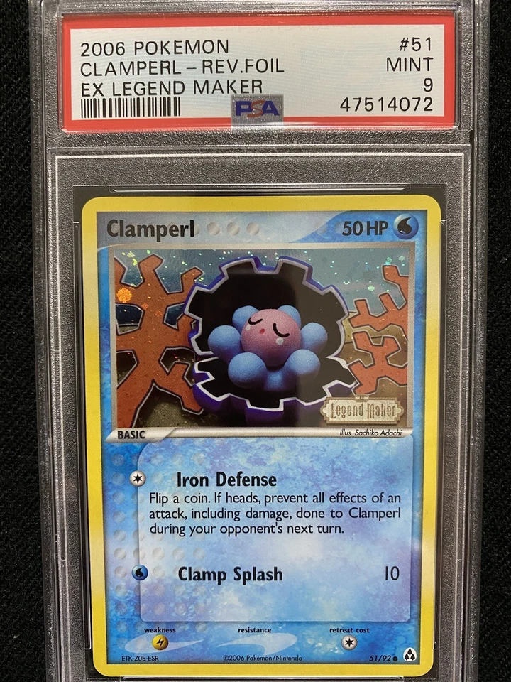 2006 Pokemon EX Legend Maker Clamperl Reverse Foil 51/92 PSA 9 Mint - Image 1 of 1