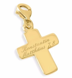CHARM KREUZ, KREUZ MIT GRAVUR, ANHÄNGER VERGOLDET - Bild 1 von 1