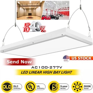 Linear High Bay LED Light 100W, 5000K Commercial Hanging Bay Light for Workshop - Picture 1 of 20