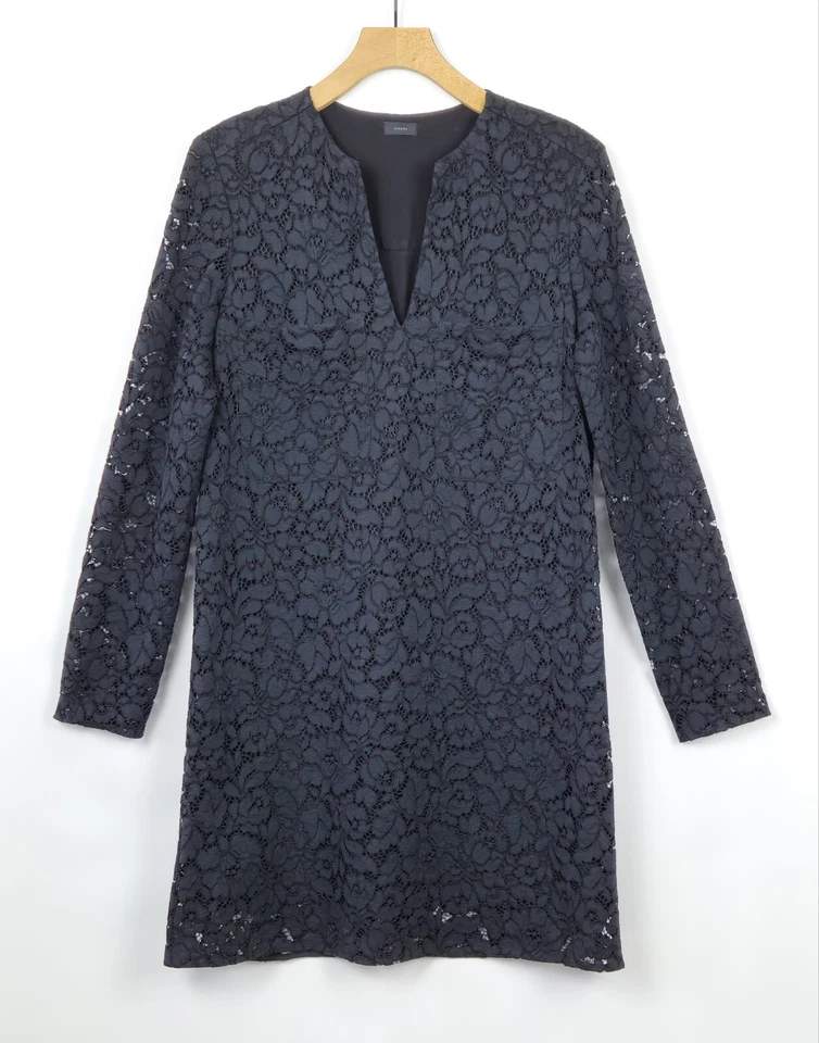 JOSEPH BLACK FLORAL LACE OCCASION EVENING LONG SLEEVES DRESS SIZE 38 UK 10 - Image 1 of 4