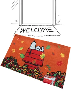 Peanuts Snoopy Fall is here accent Rug Door Carpet NWT 20in X32In - Imagen 1 de 6