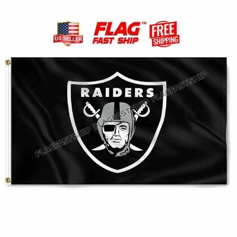 Raiders Flag 3X5 Las Vegas Raider Logo Banner NFL Football FREE Shipping Cover