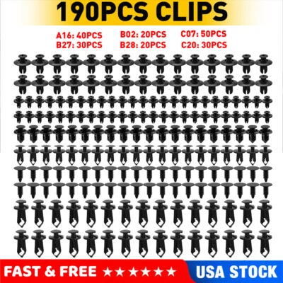 190Pcs Car Rivets Splash Guard Sill Grille Trim Panel Lining Clips Fastener Scre Foto 1 de 4