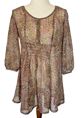 Blusa floral transparente American Rag Cie para mujer Top Boho Fairy Cottage talla M Foto 1 de 4