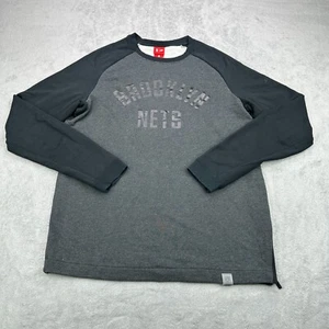 Nike Brooklyn Nets Warm Up Crewneck Mens Medium Gray Vented Raglan NBA Authentic - Picture 1 of 15