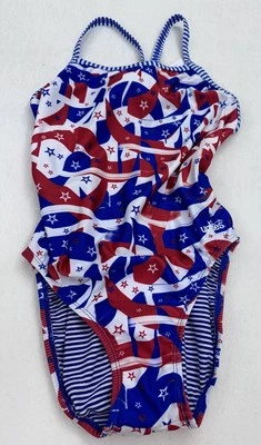 Dolfin Uglies Salute V Back Swimsuit Training Suit Womens S 32 Red White Blue - Image 1 of 4