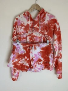 Pj Salvage Pajama Set M Medium Tie Dye Love Hoodie Sweat Lounge Shorts White Fox - Picture 1 of 6