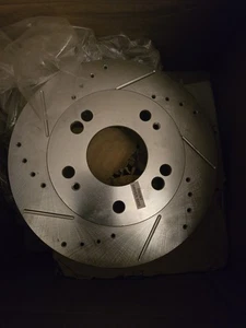 Disc Brake Rotor Set-Front Drilled, Slotted and Zinc Plated Brake Rotor Pair - Picture 1 of 2