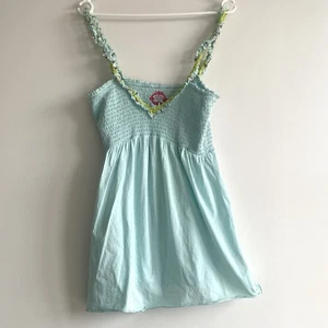 Top Free People Babydoll Azul Camisola Talla L Volantes Bordado Y2k Boho - Imagen 1 de 12