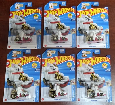 2025 Hot Wheels Feline Lucky Cat Maneki-Neko  N Case Cute 💰 🐱 Lot Of 6 - Image 1 of 3