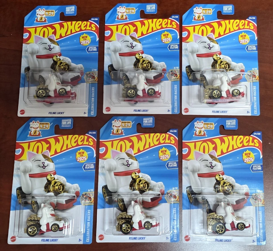 2025 Hot Wheels Feline Lucky Cat Maneki-Neko  N Case Cute 💰 🐱 Lot Of 6 - Image 1 of 3